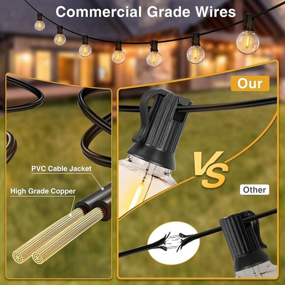 NEW Solar Outdoor String Lights 35FT G40 Globe Patio Lights Outdoor String - Picture 6 of 8